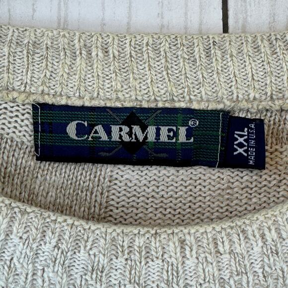 VTG 90's Carmel Cream Golf Theme Textured Knit Novelty Sweater Size XXL - Picture 6 of 16